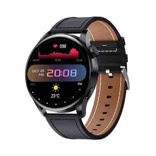 GW69 Smart Watch, Support BT Call / Heart Rate / Blood Pressure / Blood Oxygen(Black + Leather Strap Black)