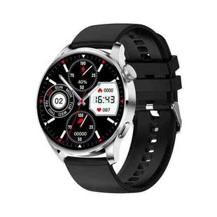 GW69 Smart Watch, Support BT Call / Heart Rate / Blood Pressure / Blood Oxygen(Sliver + Silicone Strap Black)