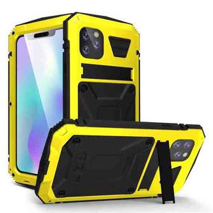 For iPhone 11 Shockproof Waterproof Dust-proof Metal + Silicone Protective Case with Holder(Yellow)