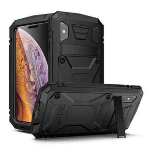 For iPhone XS Max Shockproof Waterproof Dust-proof Metal + Silicone Protective Case with Holder(Black)