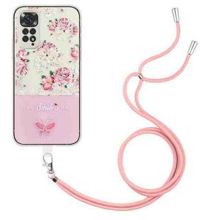 For Xiaomi Redmi Note 11T / Poco M4 Pro 5G Bronzing Butterfly Flower TPU Phone Case with Lanyard(Peony)