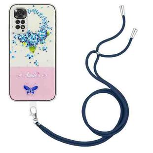 For Xiaomi Redmi Note 11T / Poco M4 Pro 5G Bronzing Butterfly Flower TPU Phone Case with Lanyard(Hydrangea)