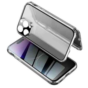 For iPhone 14 Pro Anti-peeping Magnetic Tempered Glass Phone Case(Silver)