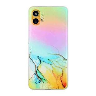 For Nothing Phone 1 Laser Marble Pattern TPU Precise Hole Phone Case(Yellow)