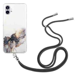 For Nothing Phone 1 Hollow Marble Pattern TPU Phone Case with Strap(Black)