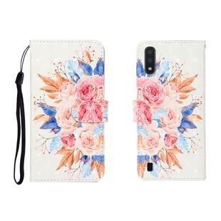 For Galaxy A01 3D Colored Drawing Horizontal Flip Leather Case with Holder & Card Slot & Wallet(Sun Flower)