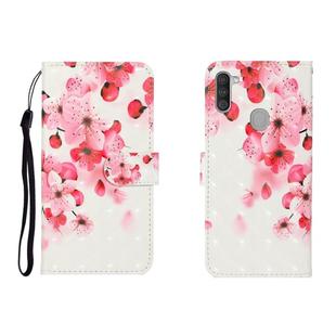 For OPPO A11 3D Colored Drawing Horizontal Flip Leather Case with Holder & Card Slot & Wallet(Red Flower)