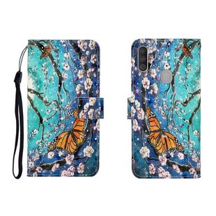 For OPPO A11 3D Colored Drawing Horizontal Flip Leather Case with Holder & Card Slot & Wallet(Purple Butterfly)