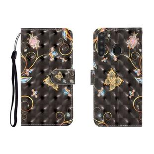 For Galaxy A21 3D Colored Drawing Horizontal Flip Leather Case with Holder & Card Slot & Wallet(Black Butterfly)