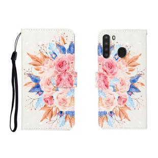 For Galaxy A21 3D Colored Drawing Horizontal Flip Leather Case with Holder & Card Slot & Wallet(Sun Flower)