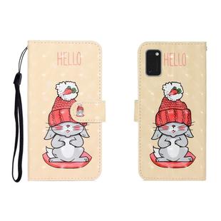 For Galaxy A41 3D Colored Drawing Horizontal Flip Leather Case with Holder & Card Slot & Wallet(White Rabbit)