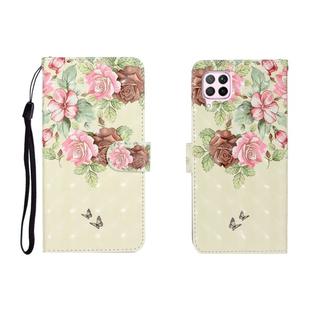 For Huawei P40 Lite 3D Colored Drawing Horizontal Flip Leather Case with Holder & Card Slot & Wallet(Big Flower Butterfly)