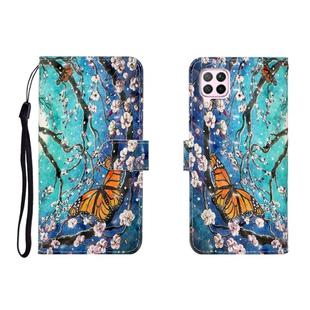 For Huawei P40 Lite 3D Colored Drawing Horizontal Flip Leather Case with Holder & Card Slot & Wallet(Purple Butterfly)