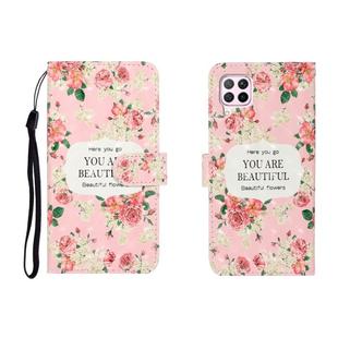 For Huawei P40 Lite 3D Colored Drawing Horizontal Flip Leather Case with Holder & Card Slot & Wallet(Rose Flower)