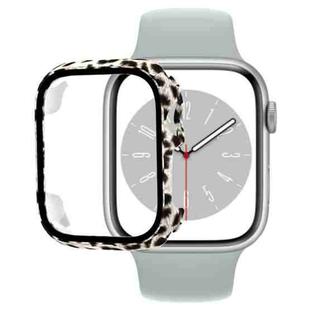Tempered Glass Film PC Watch Case For Apple Watch Series 8&7 45mm(Leopard Print)