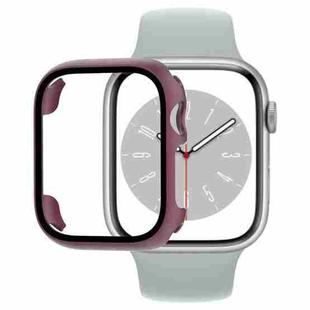 Tempered Glass Film PC Watch Case For Apple Watch Series 9 / 8 / 7 45mm(Wine Red)