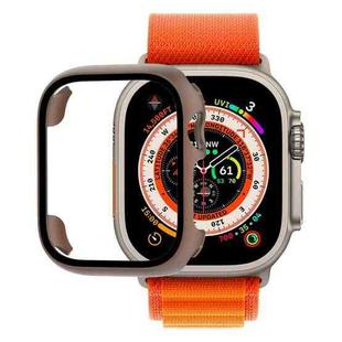 Tempered Glass Film PC Watch Case For Apple Watch Ultra 49mm(Brown)