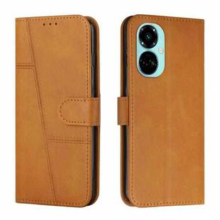 For Tecno Camon 19 Pro 5G Stitching Calf Texture Buckle Leather Phone Case(Yellow)