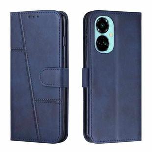 For Tecno Camon 19 Pro 5G Stitching Calf Texture Buckle Leather Phone Case(Blue)