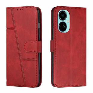 For Tecno Camon 19 Pro 5G Stitching Calf Texture Buckle Leather Phone Case(Red)