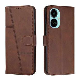 For Tecno Camon 19 Pro 5G Stitching Calf Texture Buckle Leather Phone Case(Brown)