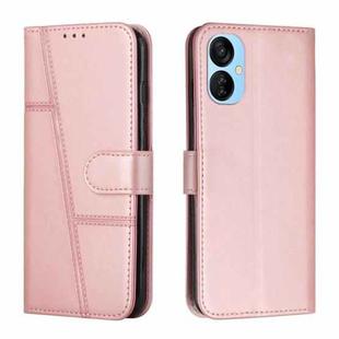 For Tecno Spark 9T Stitching Calf Texture Buckle Leather Phone Case(Pink)