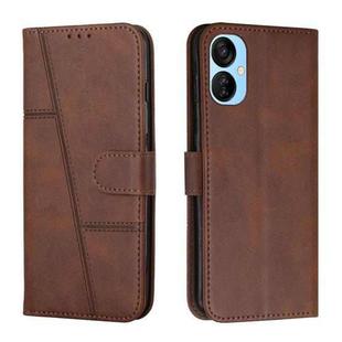 For Tecno Spark 9T Stitching Calf Texture Buckle Leather Phone Case(Brown)