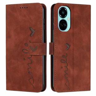 For Tecno Camon 19 Skin Feel Heart Pattern Leather Phone Case(Brown)