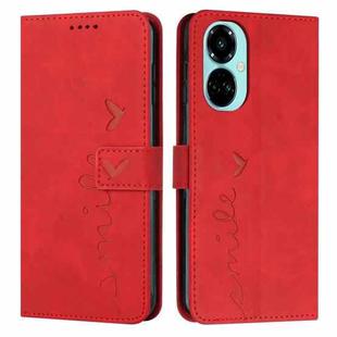 For Tecno Camon 19 Skin Feel Heart Pattern Leather Phone Case(Red)