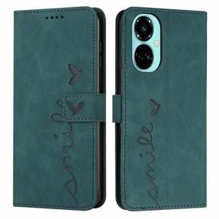 For Tecno Camon 19 Skin Feel Heart Pattern Leather Phone Case(Green)