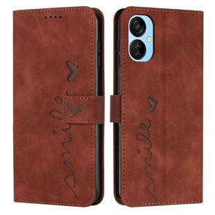 For Tecno Camon 19 Neo Skin Feel Heart Pattern Leather Phone Case(Brown)