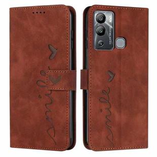 For Infinix Hot 12i Skin Feel Heart Pattern Leather Phone Case(Brown)