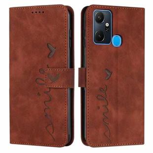 For Infinix Smart 6 Plus India Skin Feel Heart Pattern Leather Phone Case(Brown)