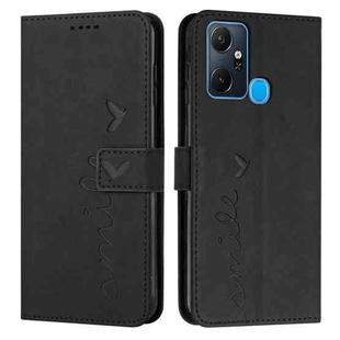 For Infinix Smart 6 Plus India Skin Feel Heart Pattern Leather Phone Case(Black)