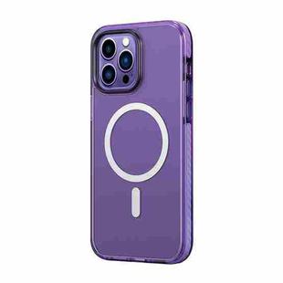 For iPhone 14 Pro ROCK Double-layer Armor Shield MagSafe Magnetic Phone Case(Purple)