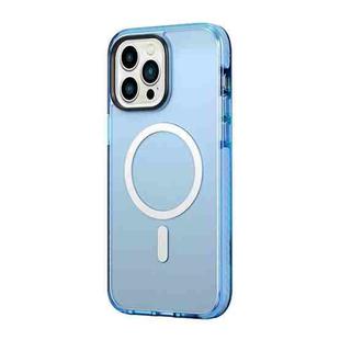 For iPhone 14 Pro Max ROCK Double-layer Armor Shield MagSafe Magnetic Phone Case (Blue)