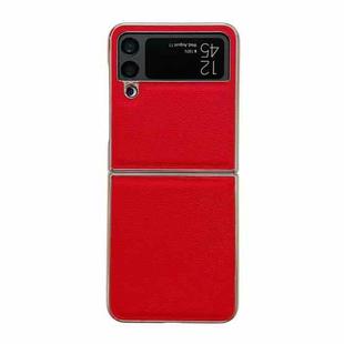 For Samsung Galaxy Z Flip4 5G Genuine Leather Luolai Series Nano Electroplating Phone Case(Red)