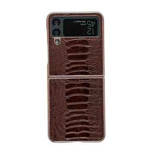 For Samsung Galaxy Z Flip4 5G Genuine Leather Weilai Series Nano Electroplating Phone Case(Coffee)