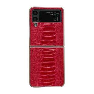 For Samsung Galaxy Z Flip3 5G Genuine Leather Weilai Series Nano Electroplating Phone Case(Red)