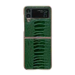 For Samsung Galaxy Z Flip3 5G Genuine Leather Weilai Series Nano Electroplating Phone Case(Green)