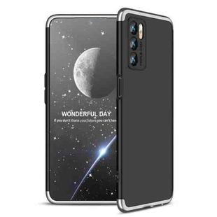 For OPPO A16 GKK Three Stage Splicing Full Coverage PC Phone Case(Black Silver)