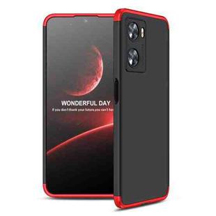 For OPPO A57 4G GKK Three Stage Splicing Full Coverage PC Phone Case(Black Red)