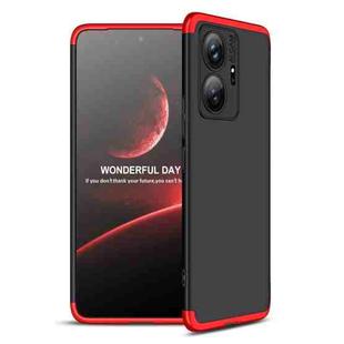 For vivo T1 5G / iQOO Z6 44W / T1 44W GKK Three Stage Splicing Full Coverage PC Phone Case(Black Red)