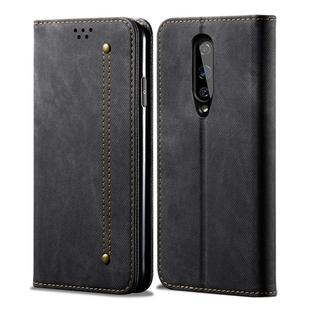 For OnePlus 8 Denim Texture Casual Style Horizontal Flip Leather Case with Holder & Card Slots & Wallet(Black)
