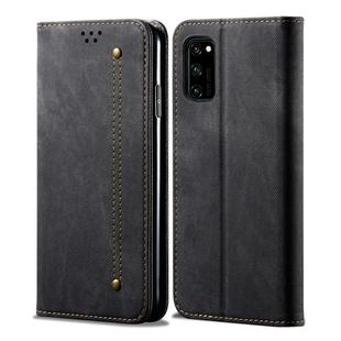 For Huawei Honor 30 Denim Texture Casual Style Horizontal Flip Leather Case with Holder & Card Slots & Wallet(Black)