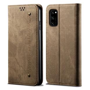 For Huawei Honor 30 Denim Texture Casual Style Horizontal Flip Leather Case with Holder & Card Slots & Wallet(Khaki)