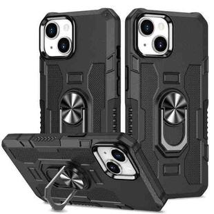 For iPhone 14 Ring Holder Armor Hybrid Phone Case (Black)