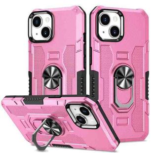For iPhone 14 Ring Holder Armor Hybrid Phone Case (Pink)