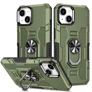 For iPhone 14 Plus Ring Holder Armor Hybrid Phone Case (Green)