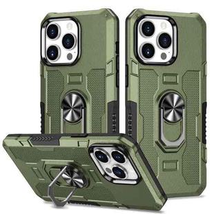 For iPhone 14 Pro Ring Holder Armor Hybrid Phone Case(Green)